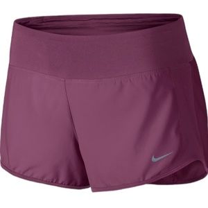 Nike Dark Purple Dri-Fit lined crew running shorts with wide band & drawstring